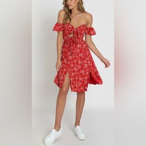 NWT Showpo red off-the-shoulder dress